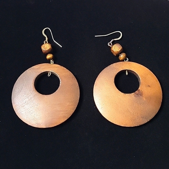 Wooden hoop earrings/ boho/ bohemian - Picture 3 of 3
